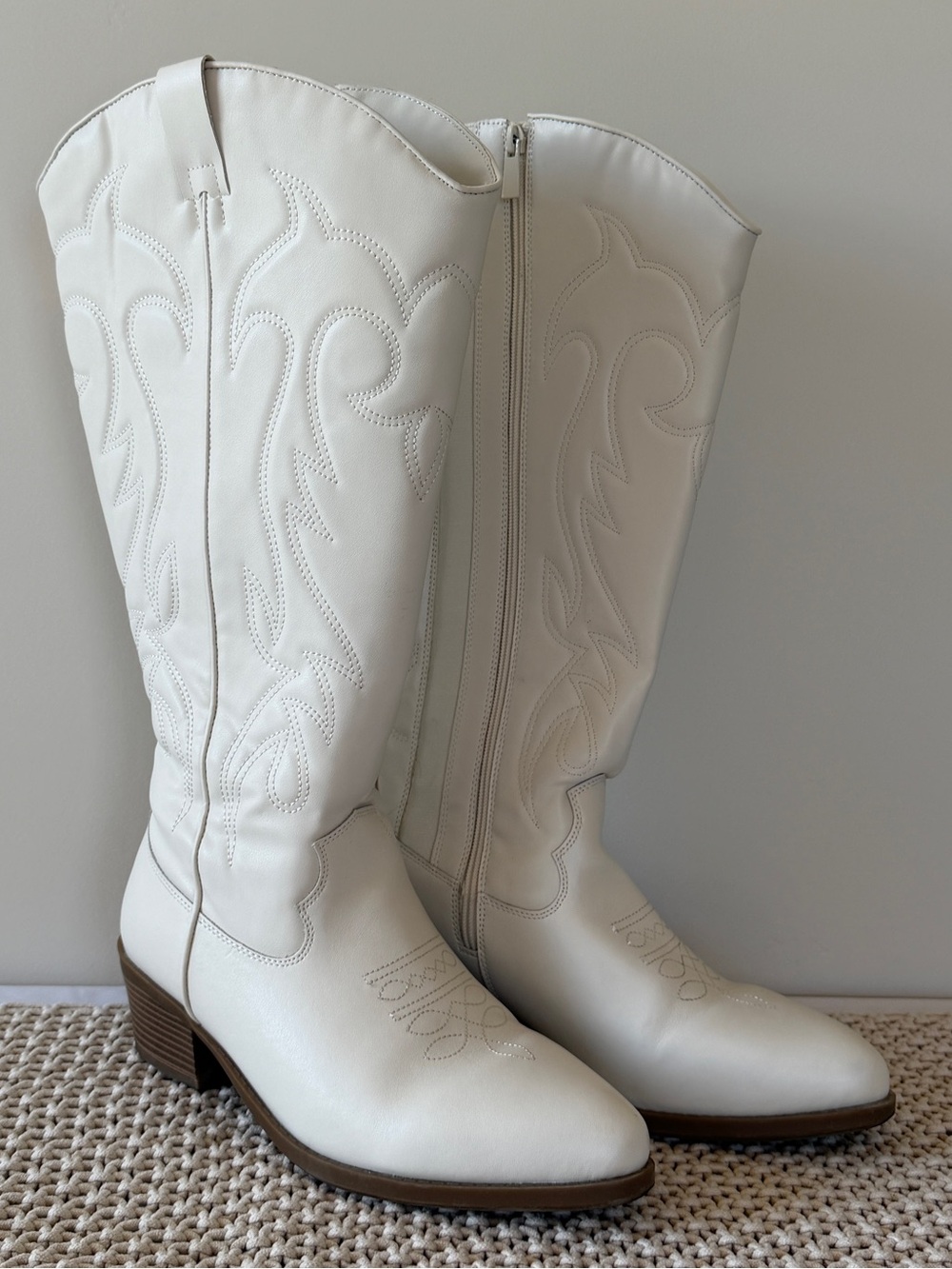 torrid Cream Western Knee-High Heeled Boots